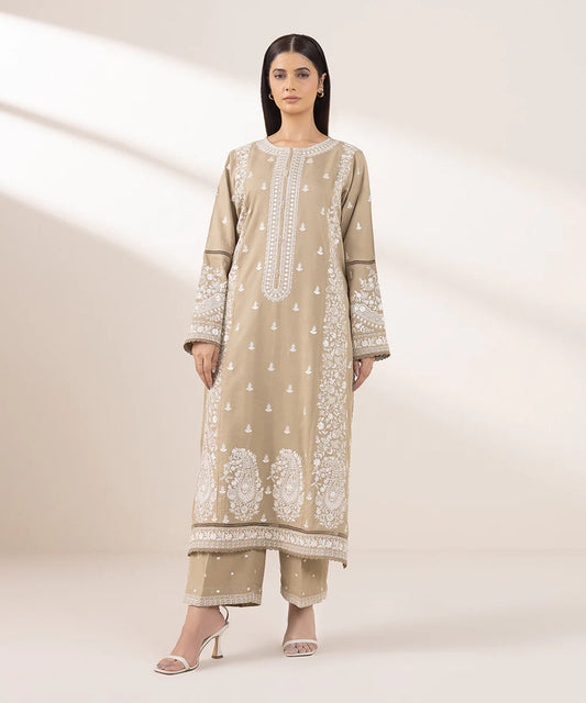 Sapphire- Embroidery Raw Silk  2 Pc