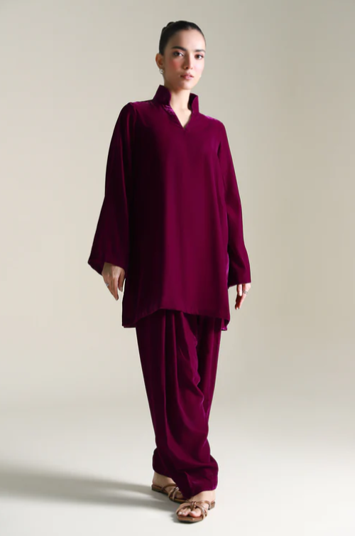 Maria B- 2 Pc Dyed Velvet Suit